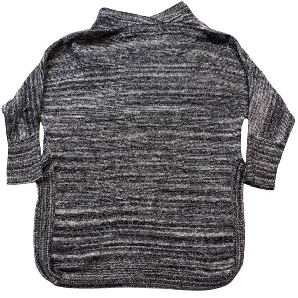 Field Flower x Anthro Sweater Gray Black Spacedye Cowl Neck Curved Hem Medium - Picture 2 of 7